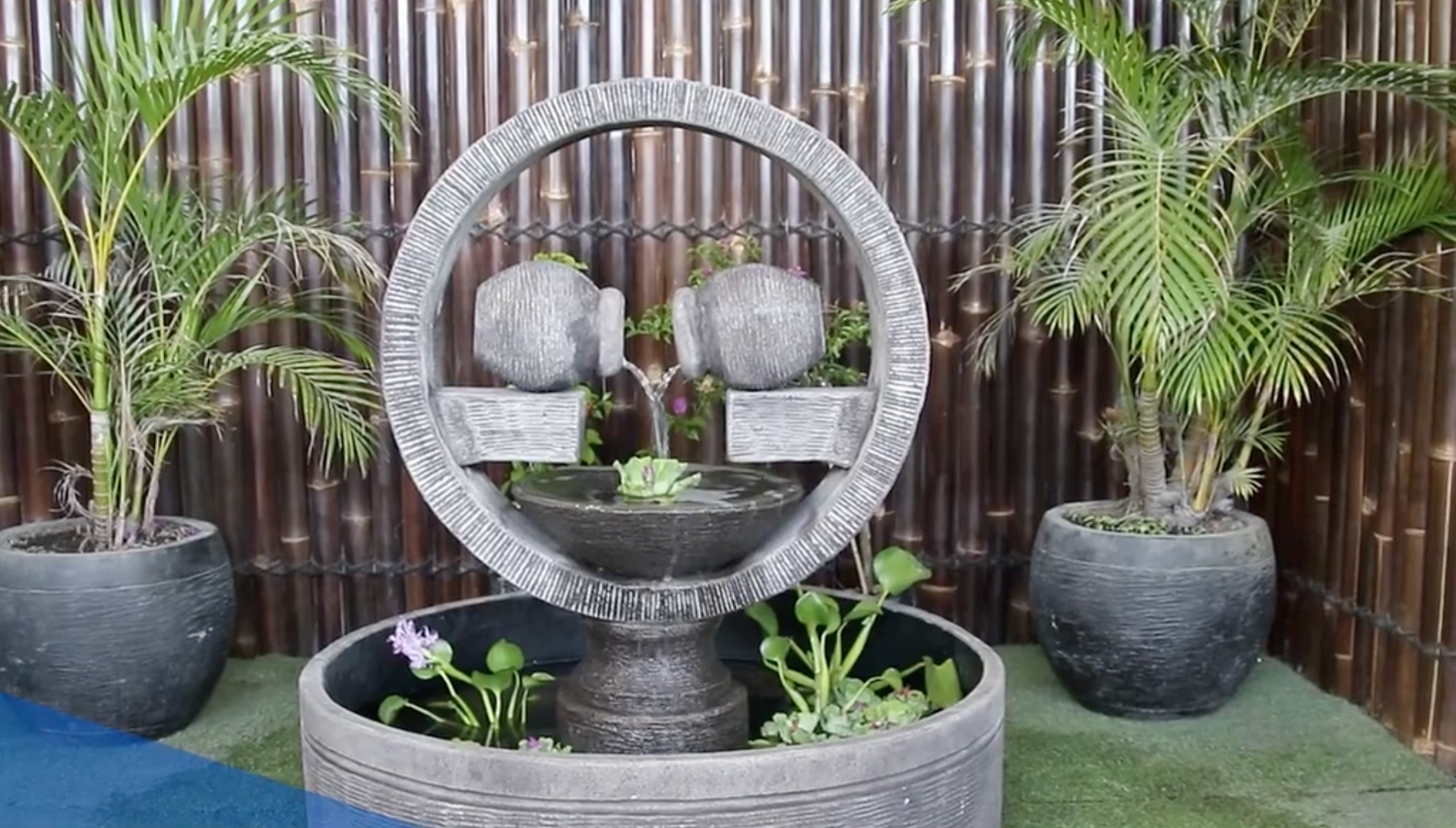 Load video: Sangeh - Balinese Concrete Bowl Sphere Pond Water Feature