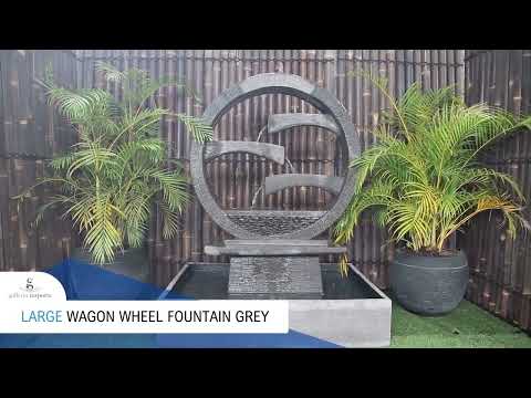 Load video: Subak - Balinese Concrete Wagon Wheel Sphere Water Feature
