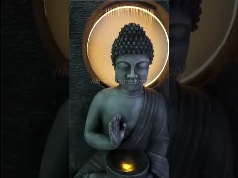 Gaia Large Buddha LED Light Wall Water Feature 150cm front facing video