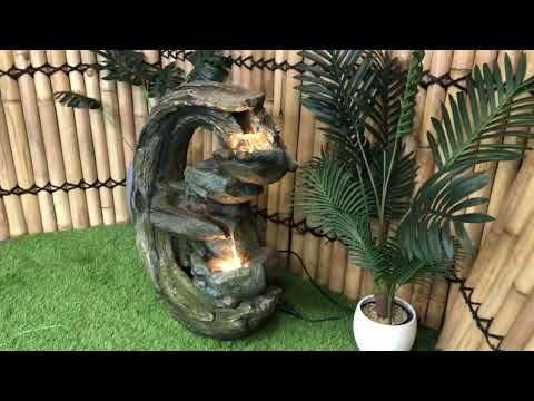 Load video: Rivet- Rock Log LED Light Water Feature