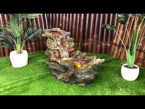 Load video: Splash - Rock LED Light Cascading Water Feature