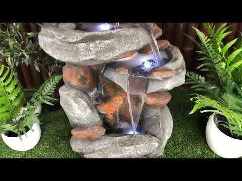 Load video: Haven Rock Cascading LED Light Water Feature