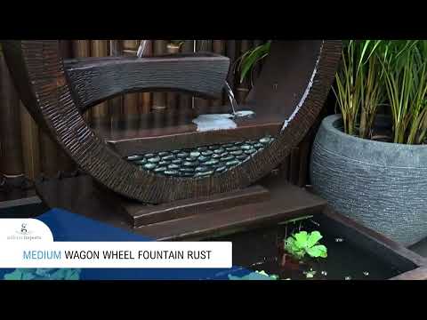 Load video: Subak - Balinese Concrete Wagon Wheel Sphere Water Feature