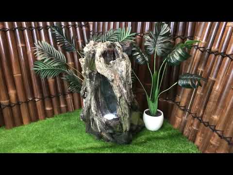 Load video: Nectar Rock Cascading LED Light Log Water Feature
