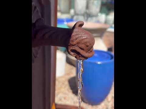 Load video: French Stone Dual Spout Pillar Outdoor Water Feature