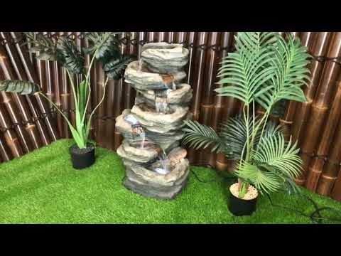 Load video: Nirvana - Rock LED Light Tiered Water Feature
