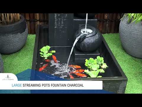 Load video: Telaga - Balinese Concrete Pots Bowls Pond Water Feature