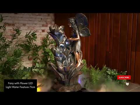 Load video: Fairy with Flower LED Light Water Feature 71cm