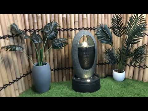 Load video: Tidiq - Sphere Curve Ball LED Light Water Feature