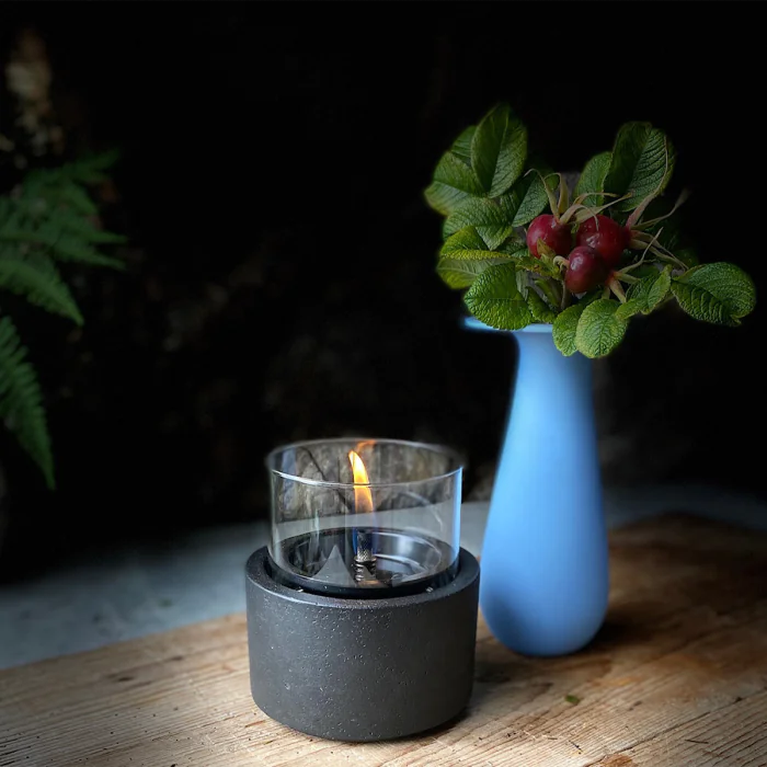 Tenderflame Lilly Lotus 12 Black MgO Ceramic Tabletop Fireplace