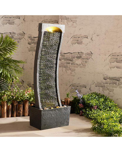 Jewel - Modern Curved Slate Lighting Water Feature