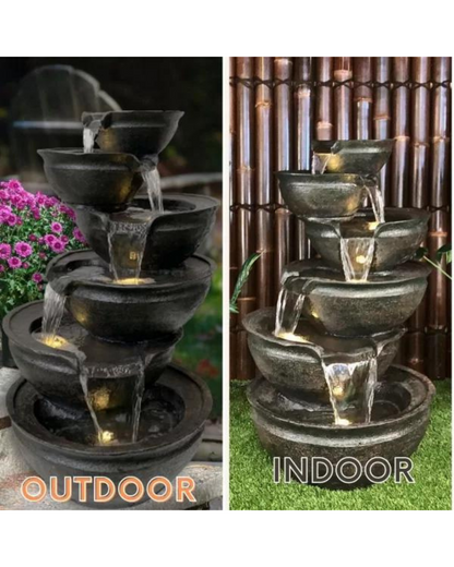 Purl- Cascading Lighting 6 Bowls Waterfalls Water Feature