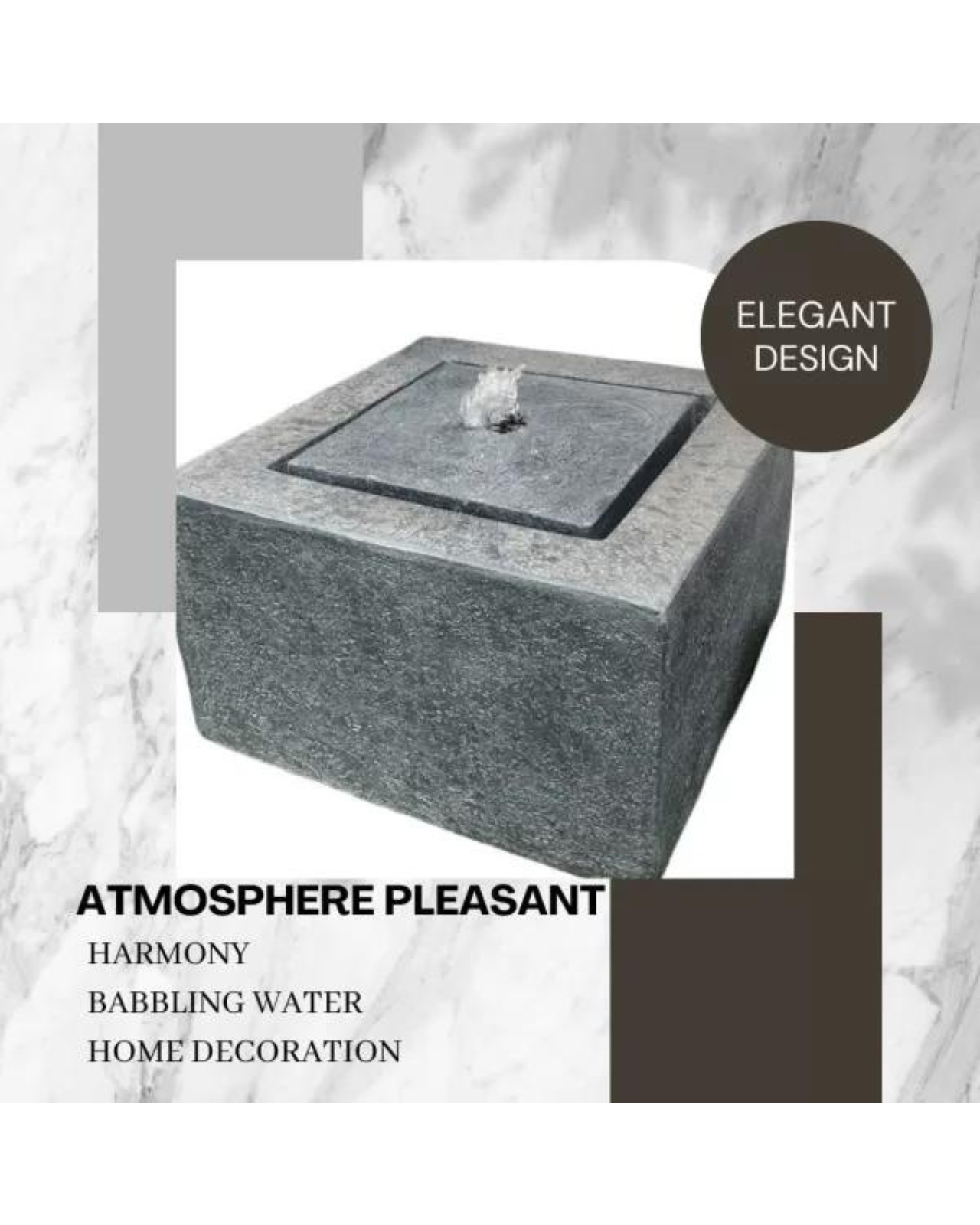 Water Feature Elixir Elixir - Modern Square Bubbler Wall LED Light Water Feature – Water ...