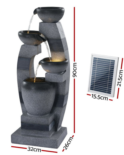 Solvata – Solar Tiered Stone Look Bowl LED Water Feature
