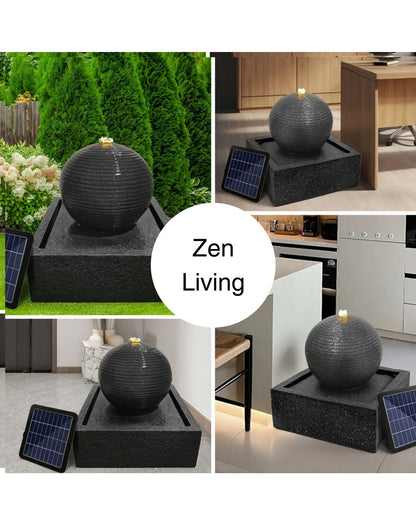 Flowra - Modern Bowl LED Water Feature  w/ Square Base