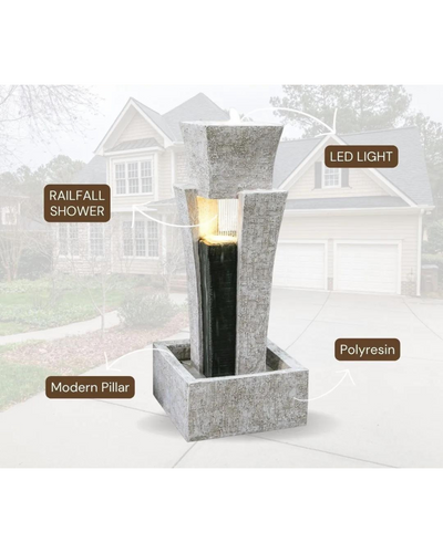 Solace - Modern LED Waterfall Wall Water Feature Fountain