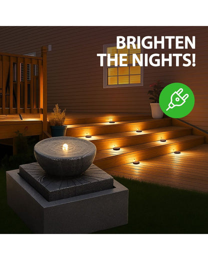 Flowra - Modern Bowl LED Water Feature  w/ Square Base