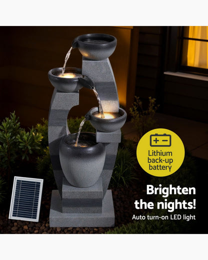 Solvata – Solar Tiered Stone Look Bowl LED Water Feature