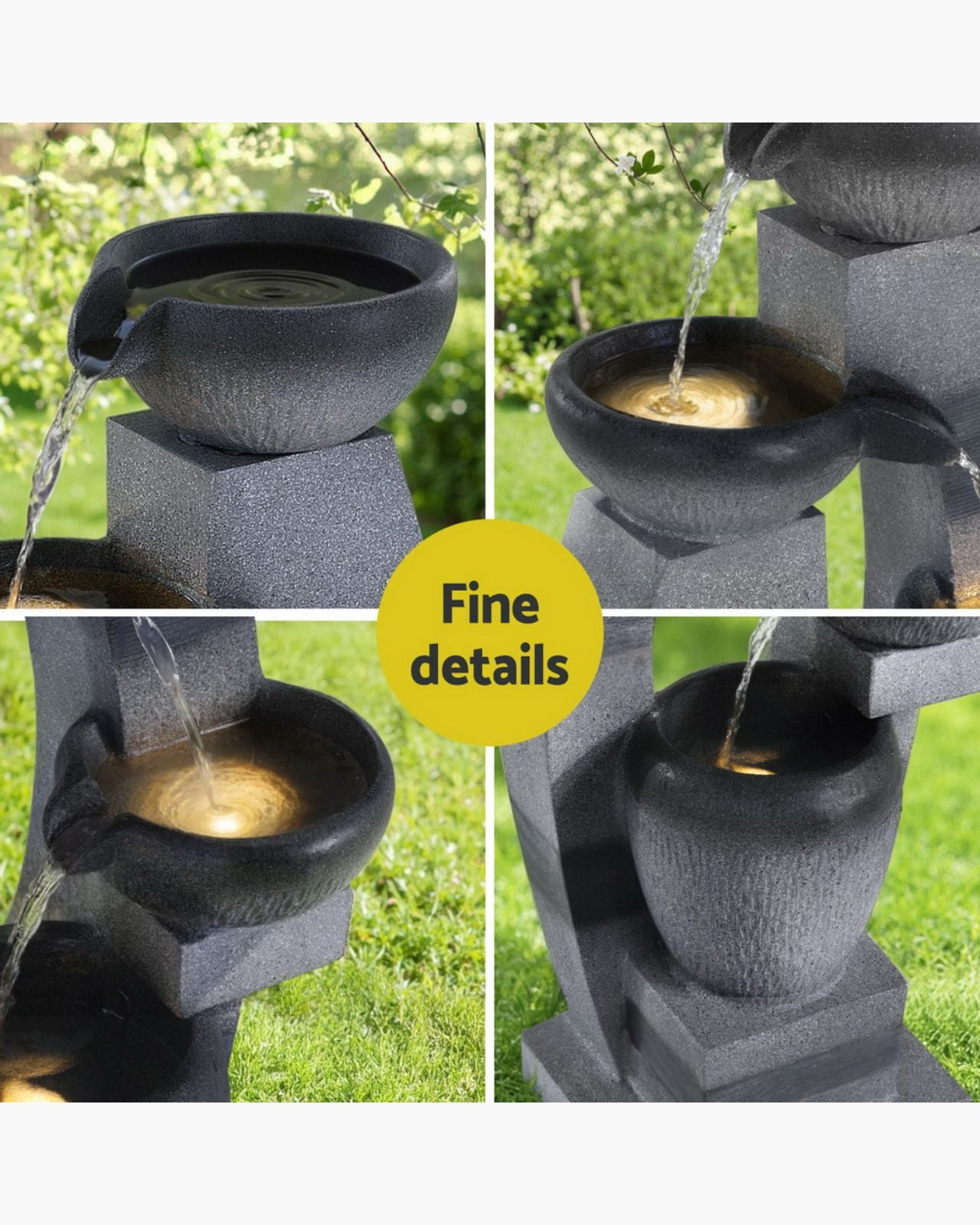 Solvata – Solar Tiered Stone Look Bowl LED Water Feature