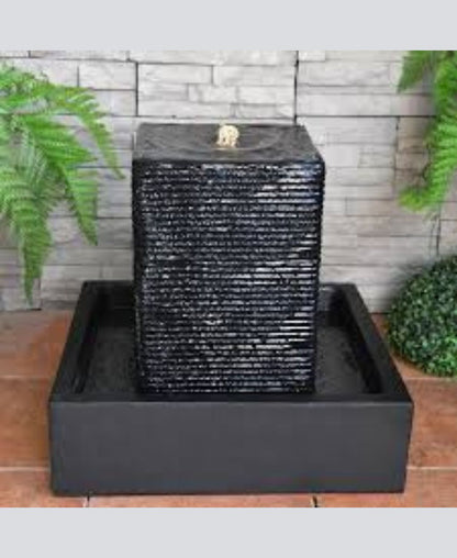Noirra - Modern Black Layered Square LED Water Feature
