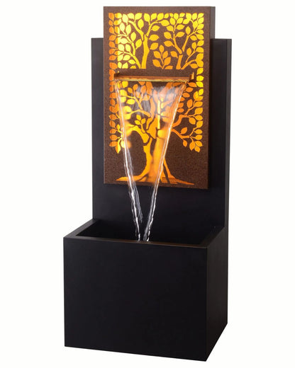 Amber Grove - Rustic Metal Garden LED Wall Water Feature