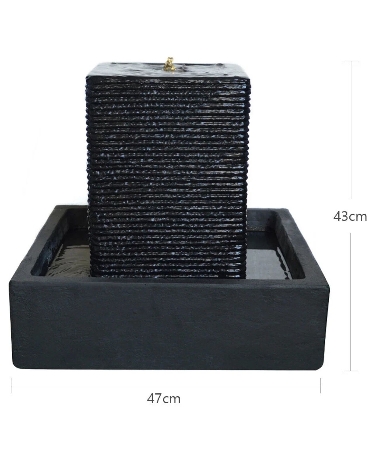 Noirra - Modern Black Layered Square LED Water Feature