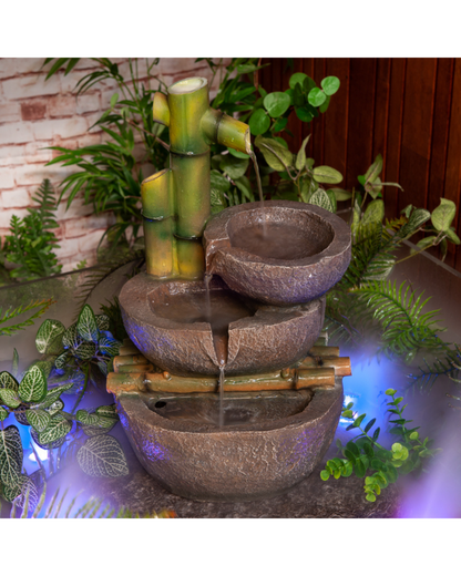 Bamboo 3 Tier Bowls Water Feature 47cm