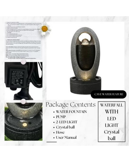 Tidiq - Sphere Ball Lighting Curve Water Feature Fountain