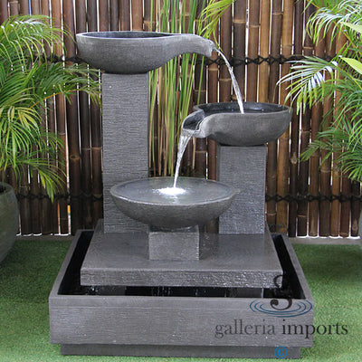 Flowage - Balinese Concrete Trio 3 Tier Water Feature 120cm