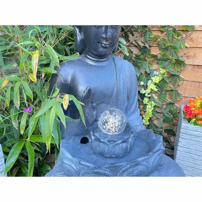 Divine Calm -  Buddha Garden Water Feature with Glowing Orb