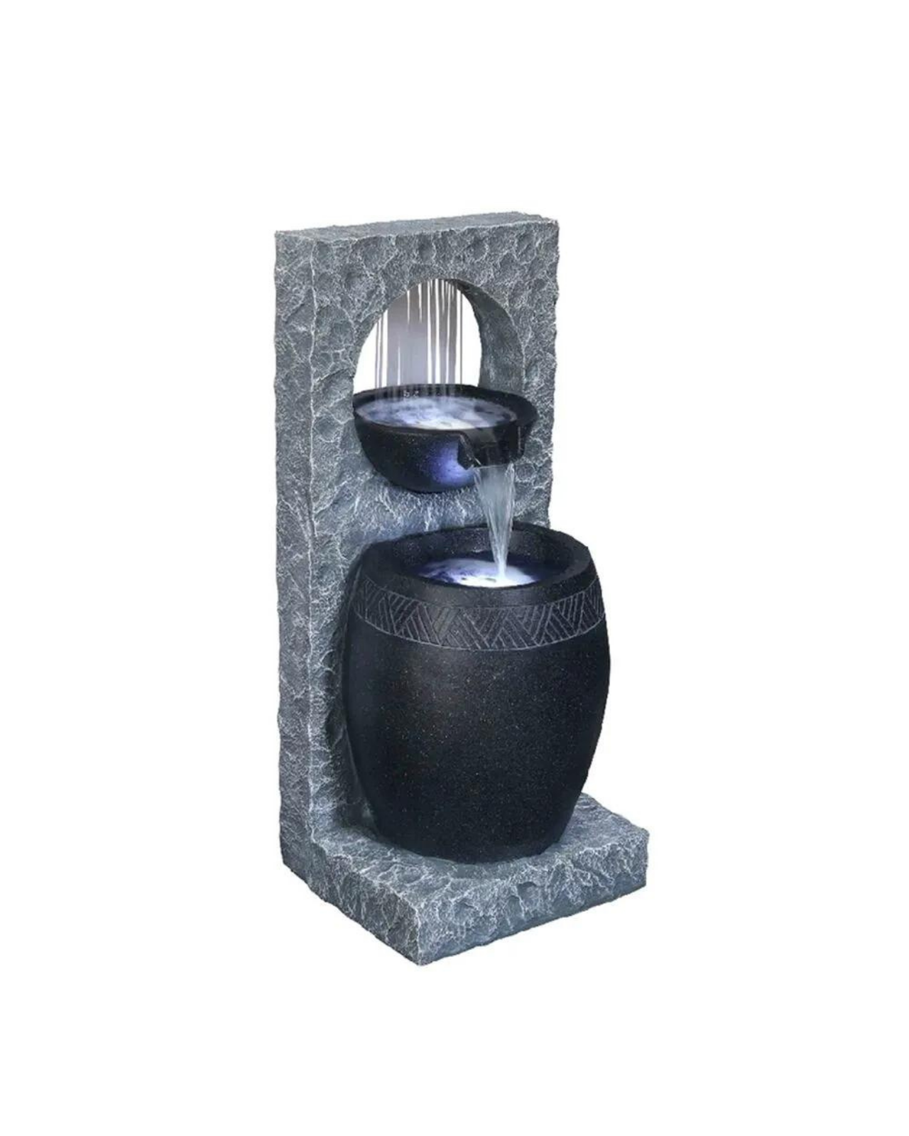 TideFlow Rain Curtain Wall Bowls LED Light Water Feature Water