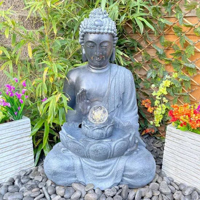 Divine Calm -  Buddha Garden Water Feature with Glowing Orb