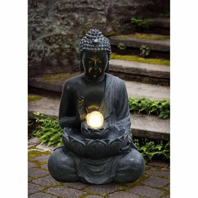 Divine Calm -  Buddha Garden Water Feature with Glowing Orb