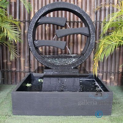 Peace - Balinese Concrete Wagon Wheel Sphere Water Feature