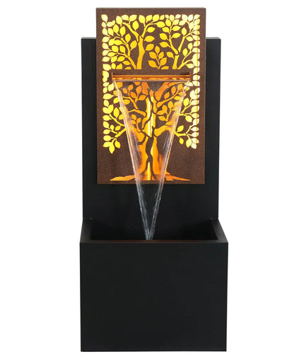 Amber Grove - Rustic Metal Garden LED Wall Water Feature