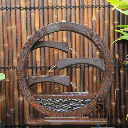 Peace - Balinese Concrete Wagon Wheel Sphere Water Feature