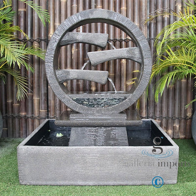 Peace - Balinese Concrete Wagon Wheel Sphere Water Feature