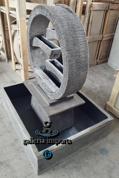 Peace - Balinese Concrete Wagon Wheel Sphere Water Feature