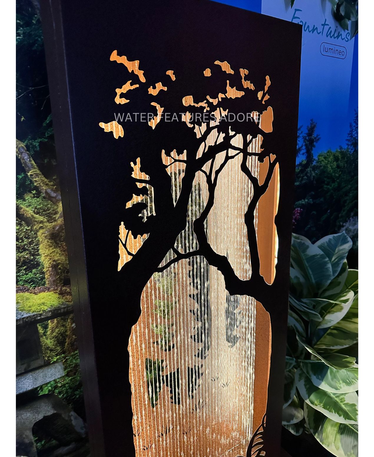 Sunset Grove - Rustic Metal Garden LED Wall Water Feature