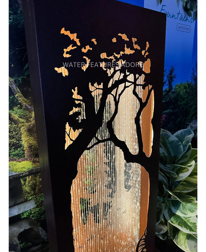 Sunset Grove - Rustic Metal Garden LED Wall Water Feature