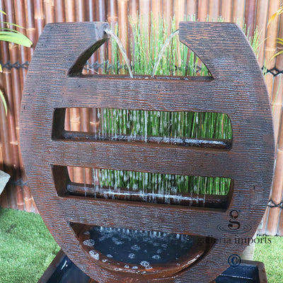 Seep - Balinese Concrete Harp Cascade Water Feature 120cm