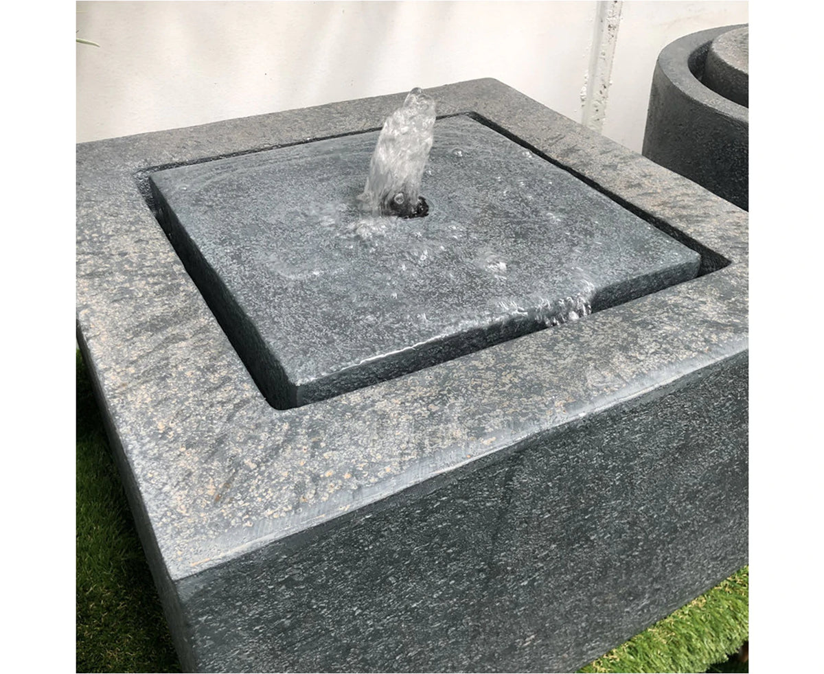 Water Feature Elixir Elixir - Modern Square Bubbler Wall LED Light Water Feature – Water ...