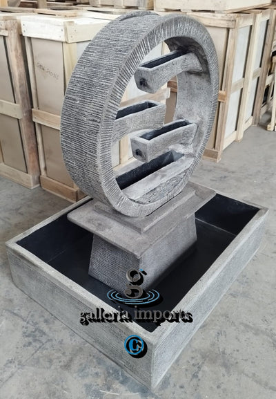 Peace - Balinese Concrete Wagon Wheel Sphere Water Feature