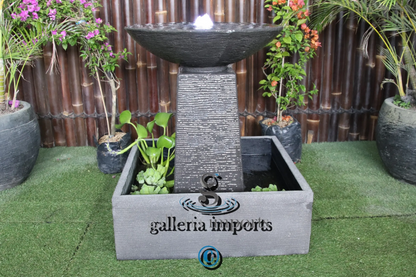 Umbul - Balinese Concrete Aquarius Tower Bowl Water Feature