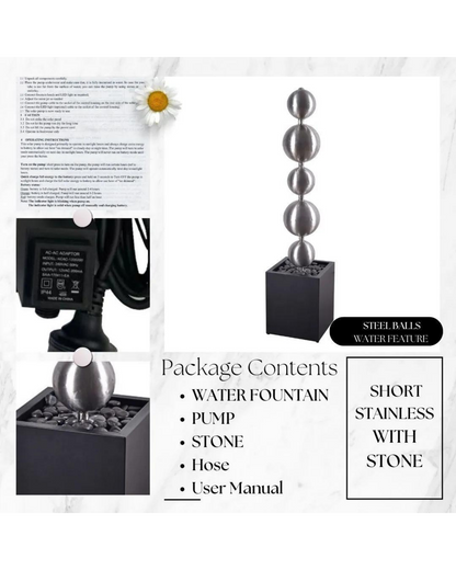 Cove - Stainless Steel Sphere Balls Lighting Water Feature