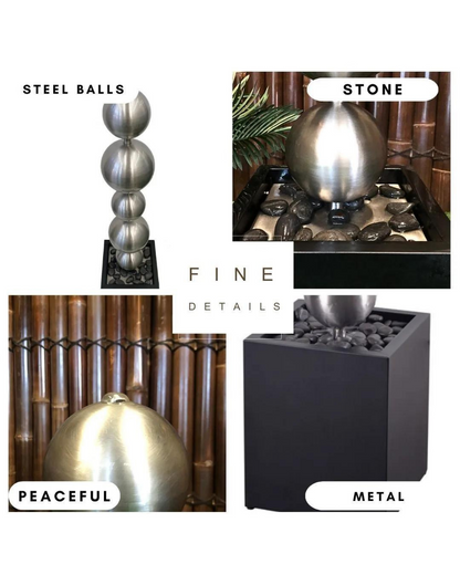 Cove - Stainless Steel Sphere Balls Lighting Water Feature