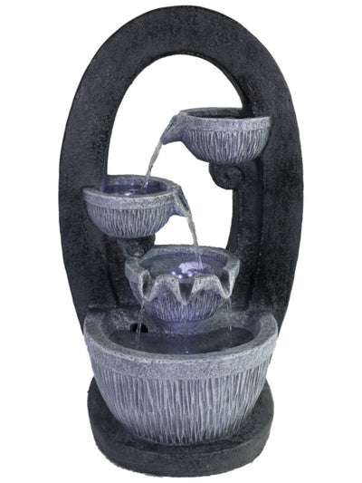 4 Tier Bowls inside Oval LED Light Wall Water Feature 50cm