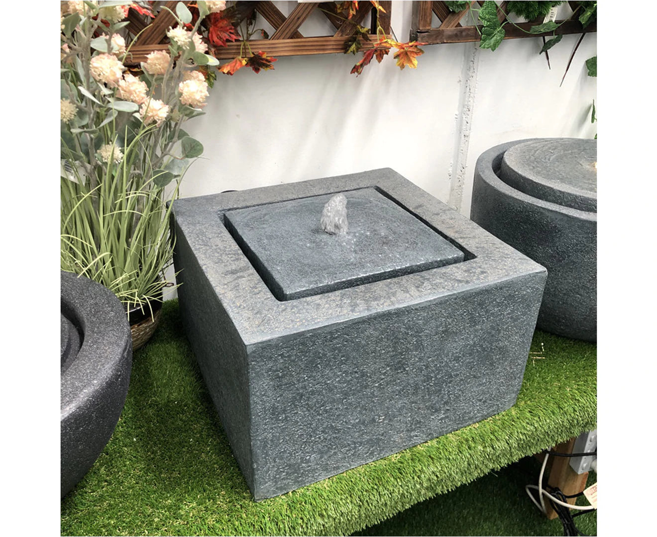 Water Feature Elixir Elixir - Modern Square Bubbler Wall LED Light Water Feature – Water ...