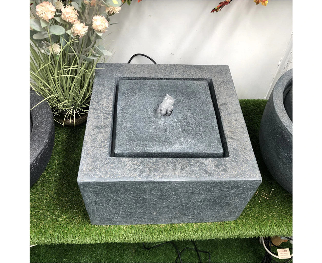 Water Feature Elixir Elixir - Modern Square Bubbler Wall LED Light Water Feature – Water ...