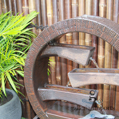 Peace - Balinese Concrete Wagon Wheel Sphere Water Feature